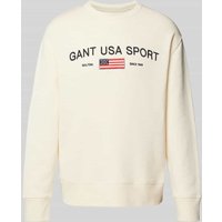 Gant Sweatshirt mit Label-Stitching in Offwhite, Größe XXL von Gant