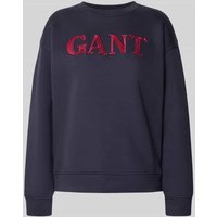 Gant Sweatshirt mit Rundhalsausschnitt und Label-Stitching in Marine, Größe XXL von Gant