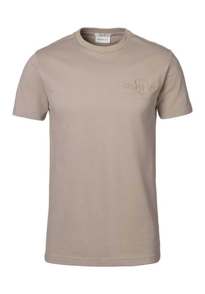 Gant T-Shirt Slim Fit Tonal Shield Pique Shirt mit Ton in Ton Logo von Gant