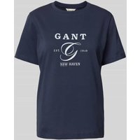 Gant T-Shirt mit Label-Print in Marine, Größe XXL Gant T-Shirt mit Label-Print in Marine, Größe XXL von Gant