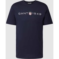 Gant T-Shirt mit Label-Print in Marine, Größe L von Gant