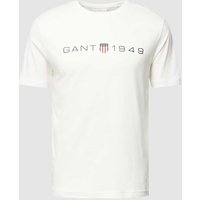Gant T-Shirt mit Label-Print in Offwhite, Größe L von Gant