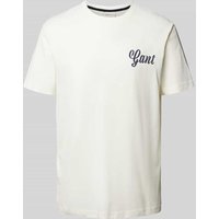 Gant T-Shirt mit Label-Print in Offwhite, Größe S von Gant