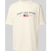 Gant T-Shirt mit Label-Print in Offwhite, Größe XXL von Gant