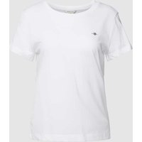 Gant T-Shirt mit Label-Stitching Modell 'SHIELD' in Weiss, Größe L von Gant