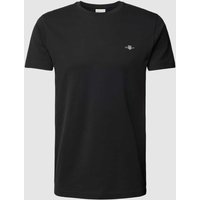 Gant T-Shirt mit Label-Stitching in Black, Größe S von Gant