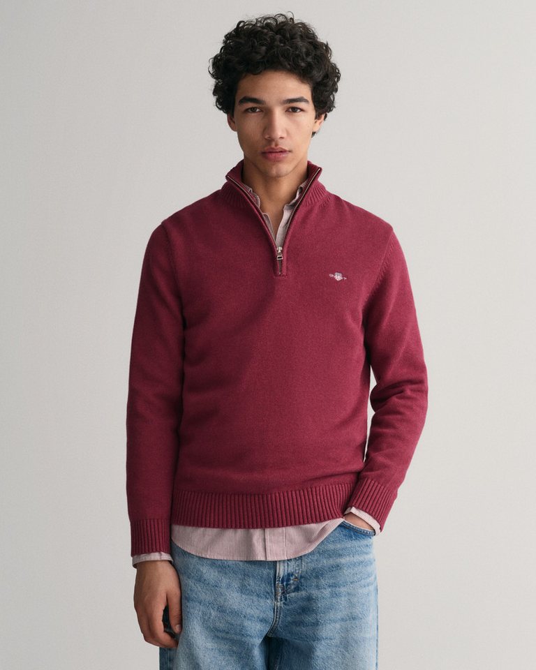 Gant Troyer CASUAL COTTON HALF ZIP mit grafischer Logostickerei auf der Brust von Gant