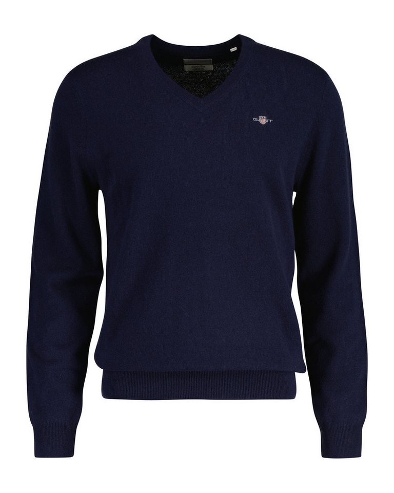 Gant V-Ausschnitt-Pullover EXTRAFINE LAMBSWOOL V-NECK mit Logostickerei von Gant