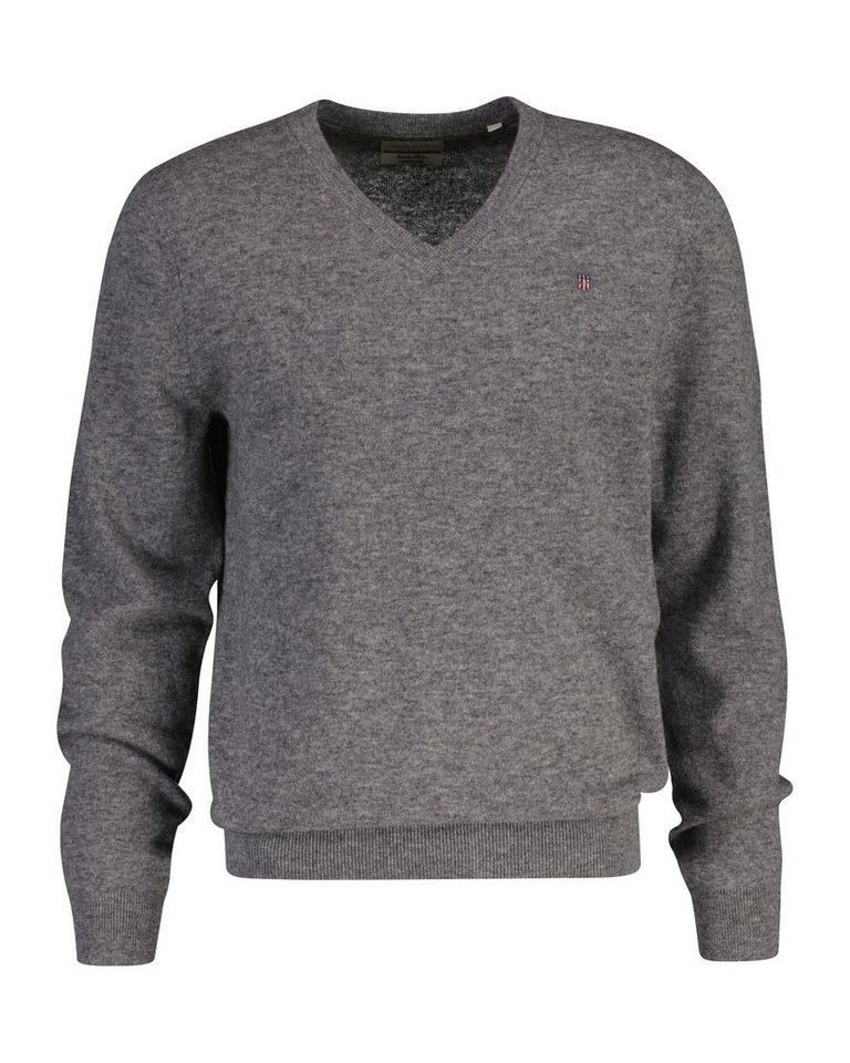 Gant V-Ausschnitt-Pullover EXTRAFINE LAMBSWOOL V-NECK mit Logostickerei von Gant