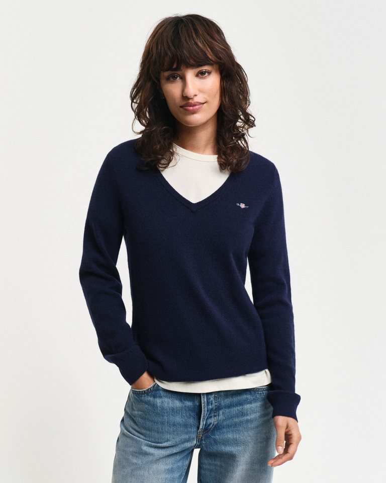 Gant V-Ausschnitt-Pullover EXTRAFINE LAMBSWOOL V-NECK von Gant