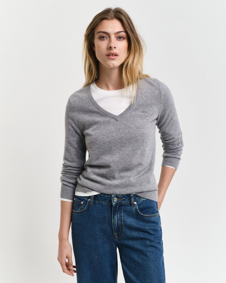 Gant V-Ausschnitt-Pullover EXTRAFINE LAMBSWOOL V-NECK von Gant
