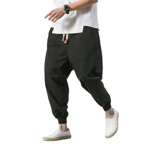GaoLeAve Herren Jogginghose Streetwear Lose Lässige Baumwolle Leinenhose Mann Haremshose Herren Jogginghose BK001 Color M von GaoLeAve