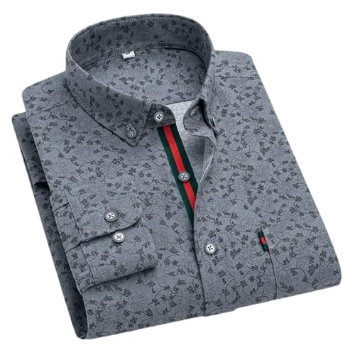 GaoLeAve Herrenhemden mit Blumenmuster Umlegekragen langärmelig lockere Größe Herrenhemd Partykleidung Grey9 XL von GaoLeAve