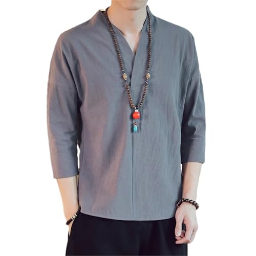 GaoLeAve Kimono im japanischen Stil für Herren, kurzes, halbärmeliges, atmungsaktives Baumwollhemd, japanische Sommer-Yukata-Feder-Strickjacke Dark gray9 L GaoLeAve Kimono im japanischen Stil für Herren, kurzes, halbärmeliges, atmungsaktives Baumwollhemd, japanische Sommer-Yukata-Feder-Strickjacke Dark gray9 L von GaoLeAve