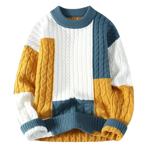 GaoLeAve Winter Koreanische Hübscher Patchwork Pullover Männer Streetwear Herren Pullover Warme männer Pullover Blue L von GaoLeAve