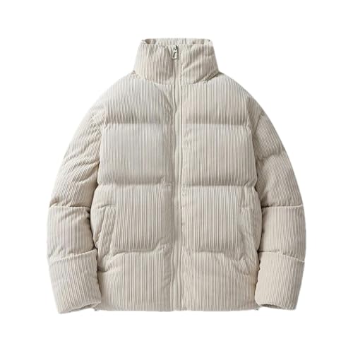 Männer Winter Jacke Cord Baumwolle Gepolsterte Warme Parkas Herbst Puffer Mantel Männlichen Vintage Mann Stehen Kragen Windjacke Beige XXL von GaoLeAve