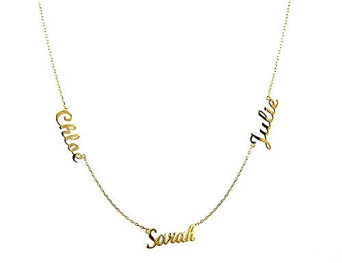 Gaosh Namenskette 925 Sterling Silber - Personalisiert mit Ihrem eigenen 3 Namen mit Herzform beliebiger Name für Damen Geburtstag Valentinstag Jahrestag Vatertag Damen Schmuck (Gold) von Gaosh