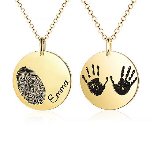 Gaosh Tatsächliche Fingerabdruck ovale Halskette - tatsächliche Handschrift Halskette - Memorial Schmuck - Unterschrift Schmuck - Personalisierter Name Halskette - neue Mutter Geschenk (Gold) von Gaosh
