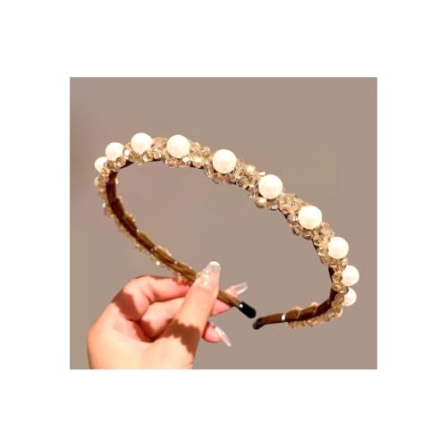 Gaodercha 1Pc Hochzeit Braut Perle Strass Stirnband Handmade Kristall Perle Stirnband Kopfschmuck Champagner Perlen Strass Stirnbands Dekorative Kopfbedeckung Haarschmuck für Frauen von Gaodercha