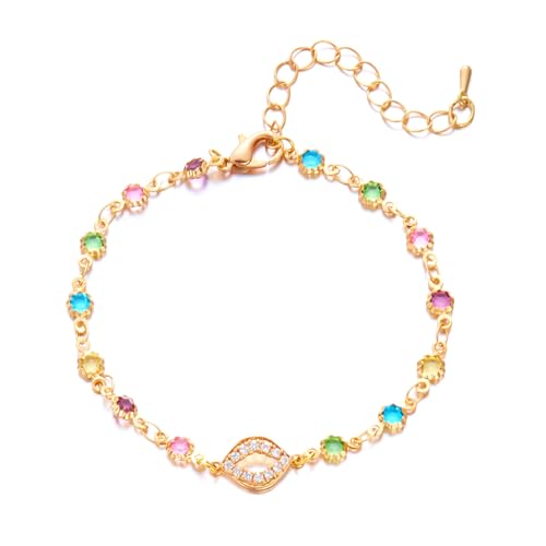 Gaodercha 1pc böhmischen Strass Armband bunte Glas gebeizt Armband Gold Armbands mit Strass Lippen Charms Kristall Lippen Armbands für Frauen Damen einfachen Schmuck Geburtstag Party Geschenke von Gaodercha