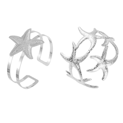 Gaodercha 2 Stück Silberne Seestern-Muschel-Armreifen Boho Sommer Strand Meer Korallen Metall Oberarm-Armreifen für Frauen Boho-Schmuck Seestern-Armreifens Gaodercha 2 Stück Silberne Seestern-Muschel-Armreifen Boho Sommer Strand Meer Korallen Metall Oberarm-Armreifen für Frauen Boho-Schmuck Seestern-Armreifens von Gaodercha