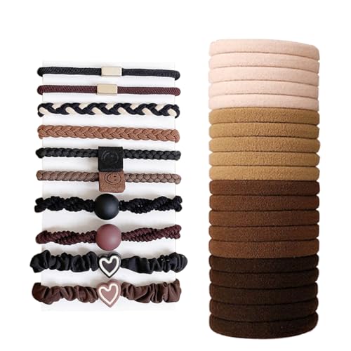 Gaodercha 30Pcs elastische Haare Bobbles gemischte Farbe Haar Bobbles 6.5cm elastische Haare Krawatten für Frauen braun langlebig Haarbänder für den täglichen Gebrauch, Pferdeschwanz, Sport & Parteien von Gaodercha