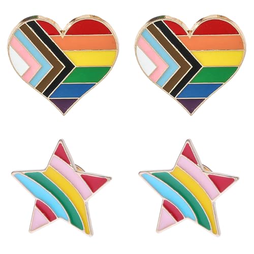 Gaodercha 4 Stück Stolz Pins Regenbogen Pin für LGBT 2 Stile Herz Stern Legierung Regenbogen Farbe Abzeichen für Stolz Veranstaltungen LGBTQ Parteien Geschenke Mode Zubehör Gaodercha 4 Stück Stolz Pins Regenbogen Pin für LGBT 2 Stile Herz Stern Legierung Regenbogen Farbe Abzeichen für Stolz Veranstaltungen LGBTQ Parteien Geschenke Mode Zubehör von Gaodercha
