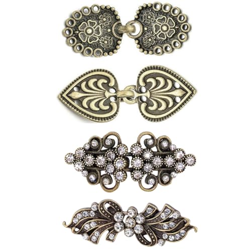 Gaodercha 4Pcs Cardigan Clip 4 Styles Vintage Jumper Swirl Clip Kette Kreative Schal Clips Kleid Shirt Button Clip Retro Shirt Clip Cape Pullover Cardigan Schal für Frauen Jacken Dressing Decor von Gaodercha