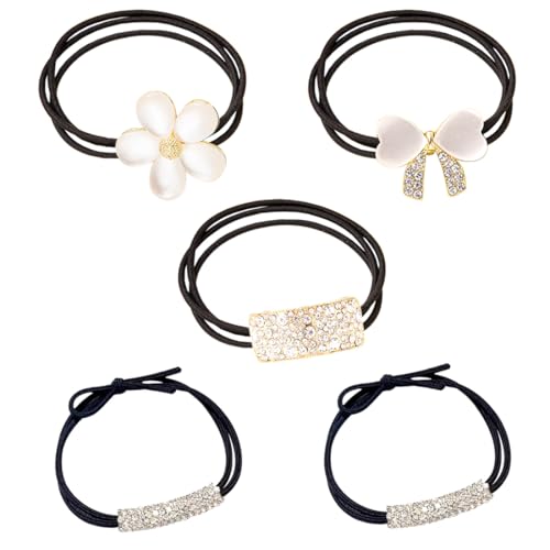 Gaodercha 5 Stück funkelnder Strass Pferdeschwanz Haarkrawatten 4 Stile Elegante Haarzubehör Dekorative Mode Silber Schmetterling Knoten Blume Pferdeschwanz Halter Bling Haarzubehör für Frauen Mädchen Gaodercha 5 Stück funkelnder Strass Pferdeschwanz Haarkrawatten 4 Stile Elegante Haarzubehör Dekorative Mode Silber Schmetterling Knoten Blume Pferdeschwanz Halter Bling Haarzubehör für Frauen Mädchen von Gaodercha
