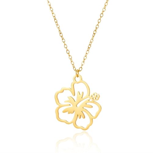 Gaodercha Edelstahl Halsketten für Frauen Hohle Blume Anhänger Halskette Gold Hohle Blume Choker Halskette Blumen Anhänger Halskette für Frau Hochzeit Verlobungsparty Charme Schmuck Geschenke von Gaodercha