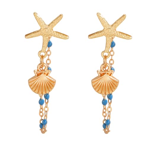 Gaodercha Gold Starfish Sea Shell Ohrringe Sea Shell Blaue Perlen Tassel Ohrringe Boho Lange Tassel Pearl Drop Ohrringes Legierung Ohrringes für Frauen Mode Schmuck Zubehör Gaodercha Gold Starfish Sea Shell Ohrringe Sea Shell Blaue Perlen Tassel Ohrringe Boho Lange Tassel Pearl Drop Ohrringes Legierung Ohrringes für Frauen Mode Schmuck Zubehör von Gaodercha