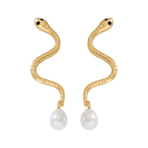 Gaodercha Schlange Perle Dangle Drop Ohrringe zierliche Perle Schlange Ohrringe Gold Schlanges Stud Schmuck Halbe Perle Stud Ohrringes Funky Ohrringes Statement für Frauen und Mädchen Gaodercha Schlange Perle Dangle Drop Ohrringe zierliche Perle Schlange Ohrringe Gold Schlanges Stud Schmuck Halbe Perle Stud Ohrringes Funky Ohrringes Statement für Frauen und Mädchen von Gaodercha