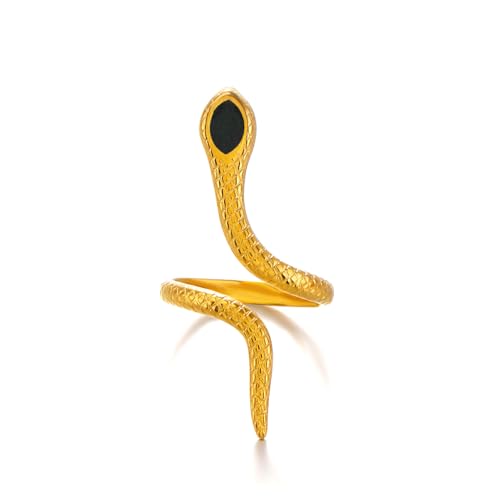 Gaodercha Vintage Schlange Ring verstellbares Schlange offenes Design mit schwarzen Augen Retro Edelstahl Schlange Ring für tägliche Tragen Party Zubehör Retro Schlange Schmuck Gaodercha Vintage Schlange Ring verstellbares Schlange offenes Design mit schwarzen Augen Retro Edelstahl Schlange Ring für tägliche Tragen Party Zubehör Retro Schlange Schmuck von Gaodercha