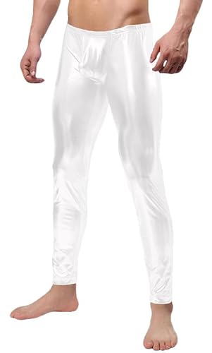 Gaoin Herren Metallic Shiny Wetlook Leggings Hose, Weiss/opulenter Garten, XXL von Gaoin