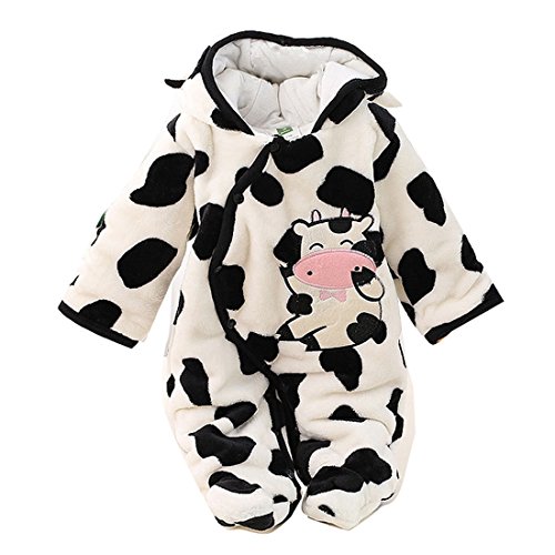 Gaorui Neugeborenes Unisex Baby Winter Overall mit Kapuze Strampler Fleece Onesie All in One Schneeanzug Outfits (Weiß, 9-12 Monate) von Gaorui