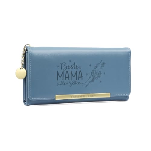 Gaosh Personalisierte Damen Geldbörse mit Name Pu Leder Frauen Geldbörse mit RFID Zip Münzfach Multi Card Slot Personalisiertes Geschenk (Blau-2 Name) von Gaosh