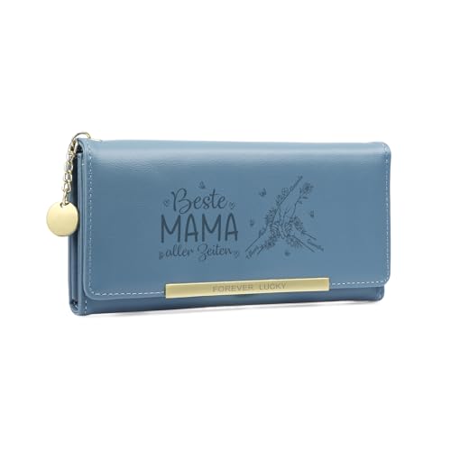 Gaosh Personalisierte Damen Geldbörse mit Name Pu Leder Frauen Geldbörse mit RFID Zip Münzfach Multi Card Slot Personalisiertes Geschenk (Blau-3 Name) von Gaosh