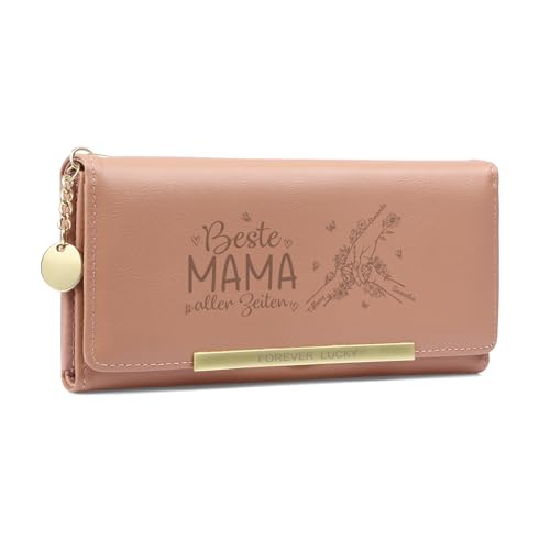 Gaosh Personalisierte Damen Geldbörse mit Name Pu Leder Frauen Geldbörse mit RFID Zip Münzfach Multi Card Slot Personalisiertes Geschenk (Rosa-3 Name) von Gaosh