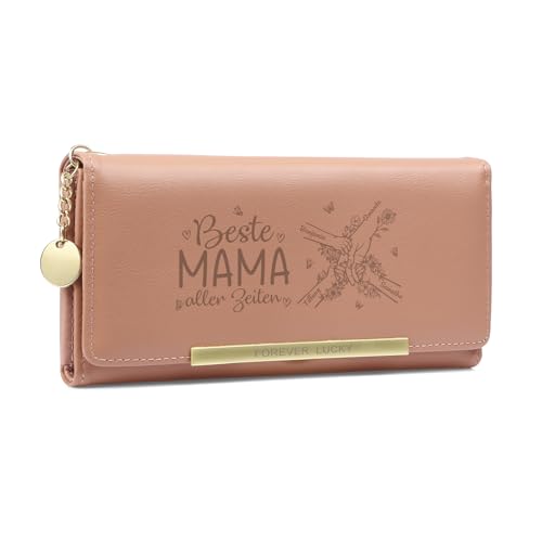 Gaosh Personalisierte Damen Geldbörse mit Name Pu Leder Frauen Geldbörse mit RFID Zip Münzfach Multi Card Slot Personalisiertes Geschenk (Rosa-4 Name) von Gaosh