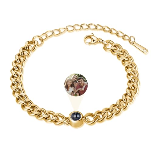 Gaosh Personalisierte Herren Armband mit Foto Projektion Armband mit Bild im Stein Foto Armband mit Eigenem Foto für Papa Mama Paar Personalisierte Geschenke Männer von Gaosh