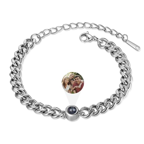 Gaosh Personalisierte Herren Armband mit Foto Projektion Armband mit Bild im Stein Foto Armband mit Eigenem Foto für Papa Mama Paar Personalisierte Geschenke Männer von Gaosh