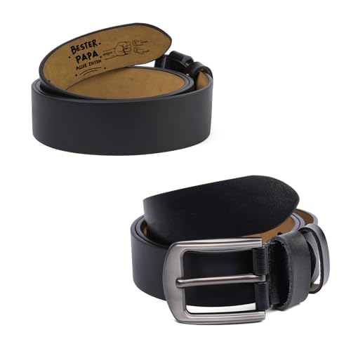 Gaosh Personalisierte Herrengürtel Gravierte Name Double Cowhide Braun Cowboy Gürtel 37mm Ledergürtel Herren Geschenk für Papa Opa Ehemann (#2-Namen 3) von Gaosh