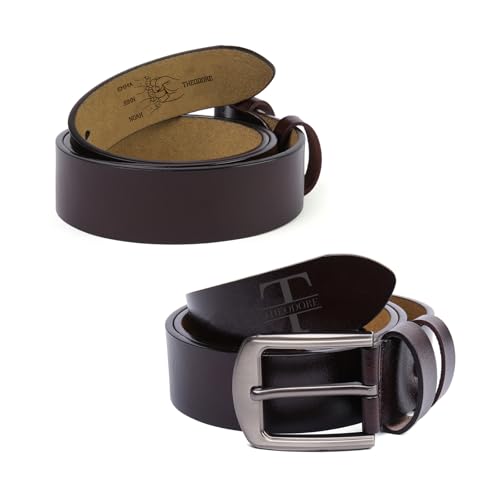 Gaosh Personalisierte Herrengürtel Gravierte Name Double Cowhide Braun Cowboy Gürtel 37mm Ledergürtel Herren Geschenk für Papa Opa Ehemann (Namen 5) von Gaosh