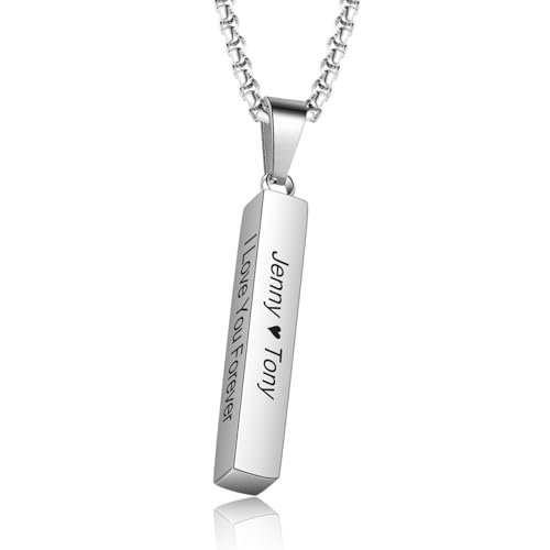 Gaosh Personalisierte Namenskette für Damen Herren Bar Anhänger Halskette mit Gravur Edelstahl Bff Partnerkette Geburtstag Jahrestag Personalisierte Geschenk von Gaosh