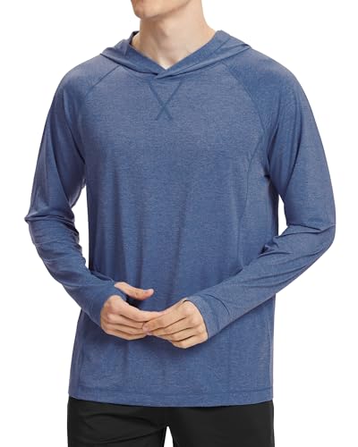 GarBull Herren UPF 100+ Rash Guard Vest Männer UV- Langarmshirt T-Shirt Kapuzenpullover Shirt Schnelltrocknend Leicht Langarmshirt von GarBull