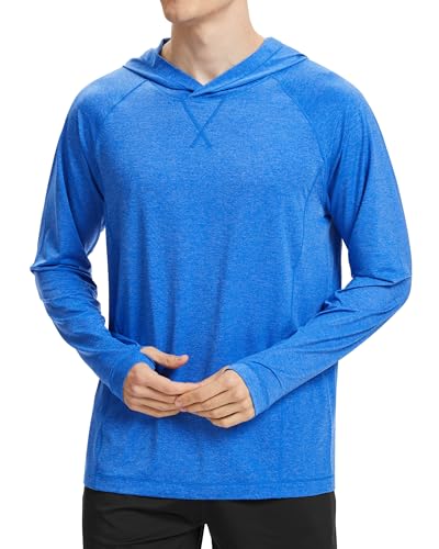 GarBull Herren UPF 100+ Rash Guard Vest Männer UV- Langarmshirt T-Shirt Kapuzenpullover Shirt Schnelltrocknend Leicht Langarmshirt von GarBull