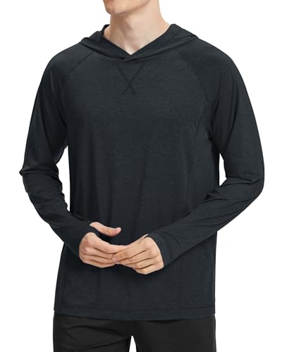 GarBull Herren UPF 100+ Rash Guard Vest Männer UV- Langarmshirt T-Shirt Kapuzenpullover Shirt Schnelltrocknend Leicht Langarmshirt von GarBull