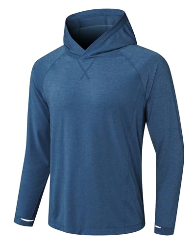 GarBull Herren UPF 100+ Rash Guard Vest Männer UV- Langarmshirt T-Shirt Kapuzenpullover Shirt Schnelltrocknend Leicht Langarmshirt von GarBull