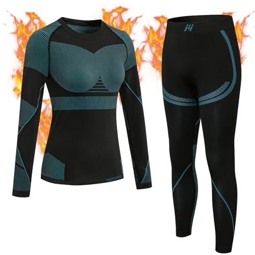 GarBull Thermounterwäsche Damen Skiunterwäsche Set, Thermo Unterwäsche Warme Atmungsaktiv Funktionsunterwäsche Frauen für Home Joggen Skifahren und Radfahren von GarBull