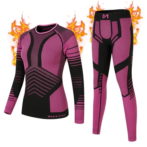GarBull Thermounterwäsche Damen Skiunterwäsche Set, Thermo Unterwäsche Warme Atmungsaktiv Funktionsunterwäsche Frauen für Home Joggen Skifahren und Radfahren von GarBull